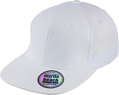 Myrtle Beach Volwassenen Unisex 6 Panel Flat Peak Cap (Wit)