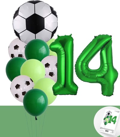 Snoes Voetbal Ballonnen Set 14 Jaar - Verjaardag versiering voor jarig kind