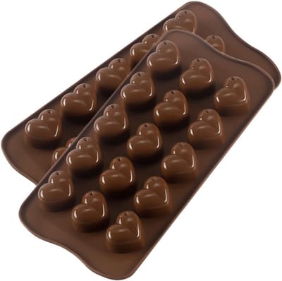 Hartvormige siliconen chocolademal, snoepvormen voor feesten en bruiloften, gelei en hartvormige ijsblokjes, verpakking van 2 stuks.