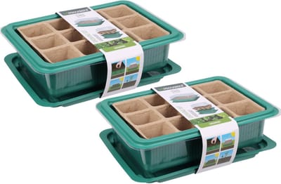 Pro Garden Stekpotje / kweekpot in kweekbak - 2x - 20 x 15 x 6,5 cm - turfpotjes - moestuin
