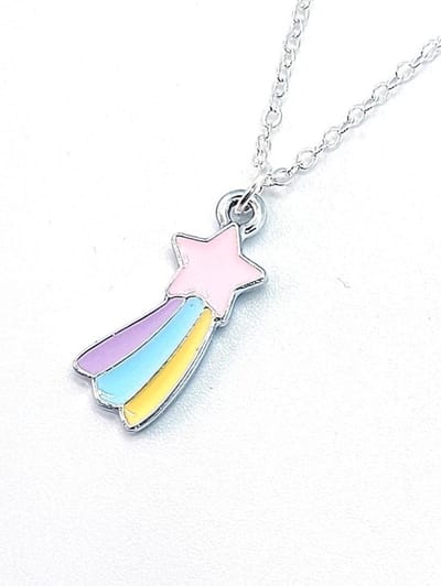 Ketting Meisje- Meisjesketting Ster- Ketting meisjes Regenboog- Pastelkleuren- Roze- Zilver- Kind- LiLaLove
