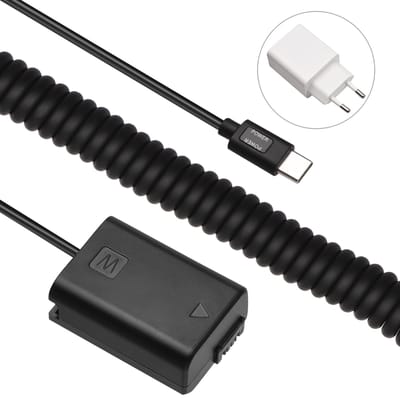 Andoer Type-C NP-FW50 Dummy Batterij DC Koppelstuk 20W PD Adapter Vervanging voor Sony A7S2 A7S A7 II R EU Plug