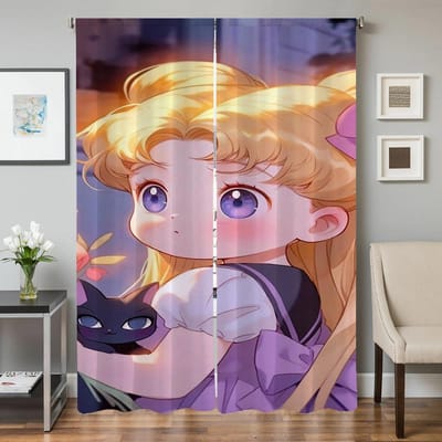 Raam Keukengordijnen voor Woonkamer 2 Stuks Verduisterende Gordijnen Deurgordijn S-sailor Moon-n Scheidingswand Slaapkamerdecoratie W50xH70cmx2pcs-CL brown