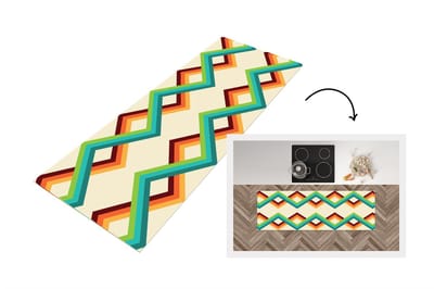 Keukenloper 150x50 cm - Keukenmat vinyl Retro - Strepen - Design - Seventies - Keukenmatten loper - Keuken vloerkleed tapijt