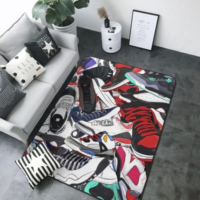 Tapis de Zone Baskets Tapis Cool Chaussures de Basket Tapis Chaussures de Sport Tapis de Sol Tapis Salon Salle de Jeux Chambre Dortoir Entrée Décoratif 40X60CM