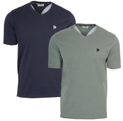 2-Pack Donnay - T-shirt (Berno) - Sportshirt - V-hals shirt - Heren - Navy/Jungle green (547) - maat S