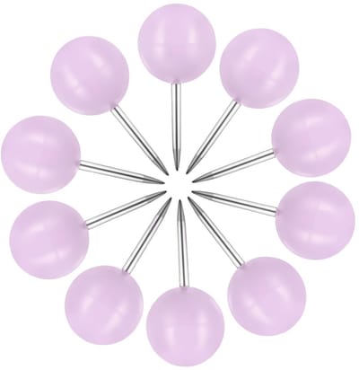 Dailygoods- Kaarttacks 150 Stuks - Paarse Kop met Stalen Punt - Ronde Kop Pushpins - 20mm/0,8inch Lengte - 9,5mm/0,37inch Kop - Duidelijke Doos