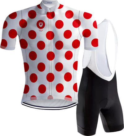 Retro Wielertenue Bolletjestrui - REDTED - 4XL