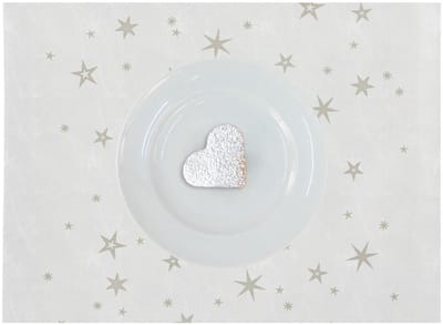 Placemat - VIER placemats Kerst - Room Wit met gouden sterren - textiel - 35 x 48 cm
