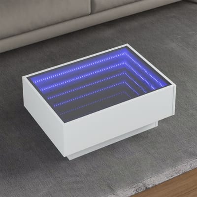 vidaXL - Salontafel - met - LED - 70x50x30 - cm - bewerkt - hout - wit