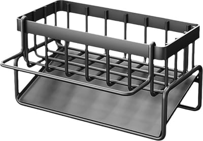 Aanrecht Organizer Automatische Afvoerlade - Keuken Spons Opslag - Zeepdispenser Caddy met Vaatdoek Rack aanrecht organizer