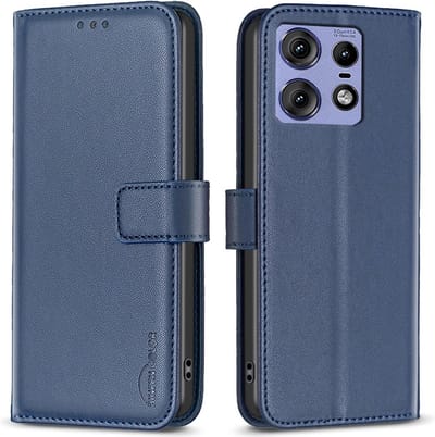 BINFEN Hoesje - Geschikt voor Motorola Edge 50 Pro Hoesje - BINFEN Color Book Case - Blauw