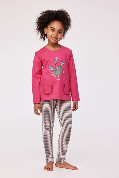 Woody pyjama meisjes/dames - fuchsia - kalkoen - 232-10-PLG-S/388 - maat 152