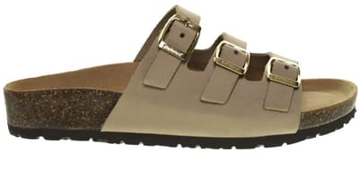 Dames Instap Slippers Taupe Leder Bionatura maat 36