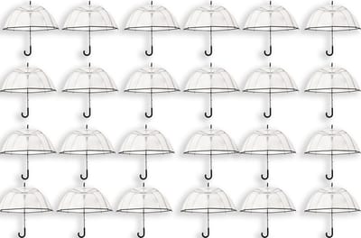 24 Stuks Transparante koepelparaplu 85 cm - doorzichtige paraplu - trouwparaplu - bruidsparaplu - stijlvol - plastic - automatisch - trouwen - bruiloft - trendy - fashionable