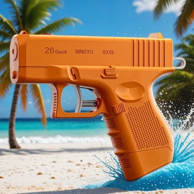 Prank Gun Waterpistool – Dubbelzijdige Grap Water Gun met Omgekeerde Spray & Verborgen Trekker – Zomer Speelgoed voor Kinderen en Volwassenen – Zwembad & Strand – Oranje