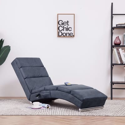 vidaXL - Massage - chaise - longue - kunstsuède - grijs