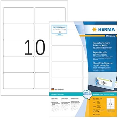 Afneembare A4 Etiketten 96 x 50,8 mm - 100 Vellen Zelfklevend en Bedrukbaar - 1.000 Etiketten voor Printer - Wit