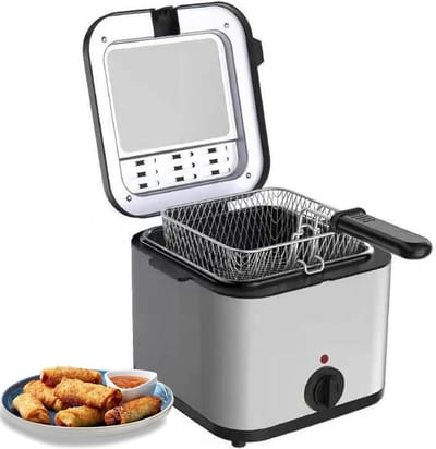 Elektrische Friteuse - Mini Frituurpan - Thuis Frituren - Temperatuur Verstelbaar - 2.5 Liter - Zilver