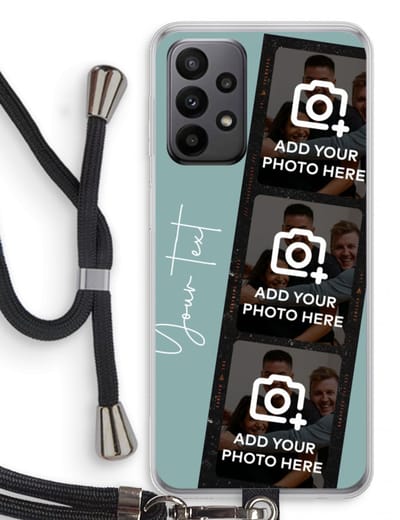 Gepersonaliseerd - Case Company® - Hoesje met koord geschikt voor Samsung Galaxy A23 hoesje met Koord - Filmrol N°1 - Telefoonhoesje met Zwart Koord - Bescherming aan alle Kanten en Over de Schermrand