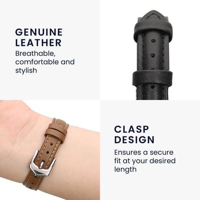 kwmobile lederen horlogebandje geschikt voor Google Pixel Watch 3 45mm / Watch 4 45mm polsband - Echt leren smartwatch bandje - Activity tracker horloge band in zwart