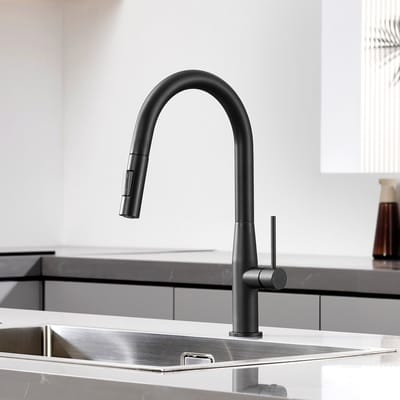 Cecipa Max Uittrekbare Kraan - Luchtinjectie Perlator - 40% Waterbesparing - Gebürstet - 2 Straalstanden - Auto-retour Kop - Zwart