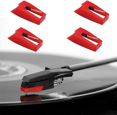 Platenspeler Naalden - Naald - 4 Stuks - Reserve Naalden - Rood Platenspeler Naald - Pick-up Naald - Universele Draaitafel Naald - Vinyl Platenspeler Accessoires - Vervangingsnaald