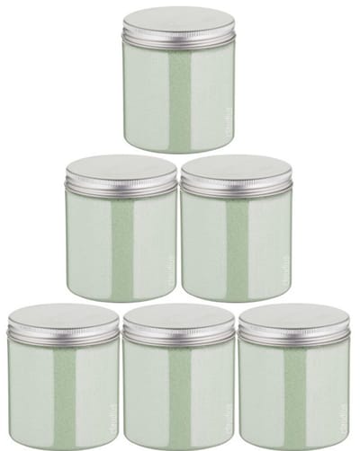 Scrubzout Dennen - 300 gram - Pot met aluminium deksel - set van 6 stuks - Hydraterende Lichaamsscrub