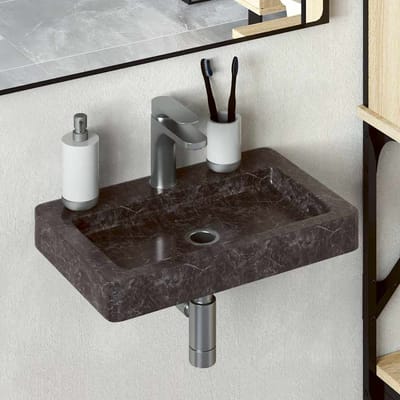 vidaXL - Wastafel - wandgemonteerd - 38x24x6,5 - cm - marmer - zwart