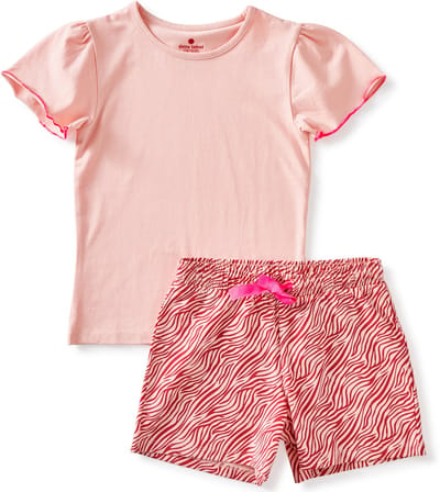 Little Label - zomer pyjama meisjes - roze zebra - bio katoen - 16Y/170-176