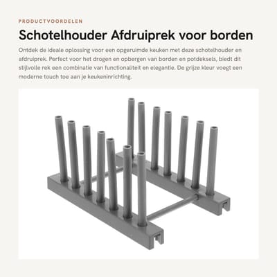 Dailygoods- Schotelhouder Droogrek - Afdruiprek voor Borden - Potdeksel Houder - Snijplank Organizer - Eenvoudig te Monteren - Ruimtebesparend - Afwasrek