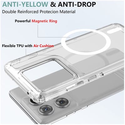 Hoesje Geschikt voor Motorola Edge 60 Pro - Compatibel met MagSafe / Qi2 - Hard Back Cover met Magneet - Transparant