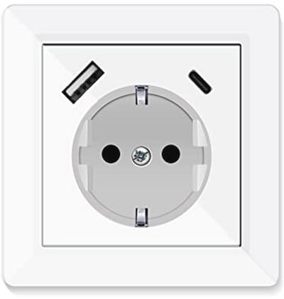 Stopcontact met USB en Type C - Dubbele Inbouwdoos voor Smartphone en Tablet