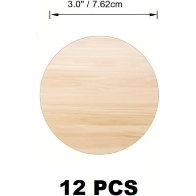 12-Pack Lege Houten Ronde Schijven voor Houten, DIY Decoratie Feestdecoratie Lege Houten Ronde Schijven voor Kinderen DIY Props Rond Canvas (4mm Dik) 4mm white