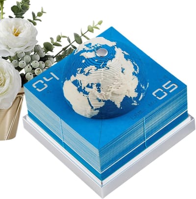 Bureaukalender 2026 - Aardbol decoratie - Efficiënte planning - Artistieke tijdbeleving - ca. 9 cm hoog - Multicolor