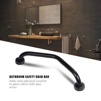 Barre d'appui de sécurité incurvée en acier inoxydable pour douche et baignoire, porte-serviettes, rampe murale pour salle de bain black