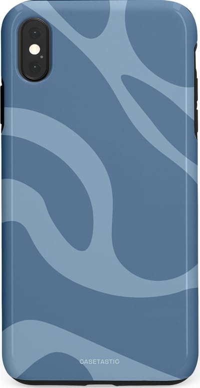 Casetastic hoesje geschikt voor Apple iPhone XS Max - Dubbellaagse bescherming - Blauwe Water Golven - Fashion Case - Grijs Lichtblauw