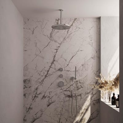 Brauer Chrome Carving Thermostatische Regendoucheset Inbouw - Hoofddouche 30 cm - Handdouche Staaf - Doucheslang - Wandaansluitbocht - Chroom