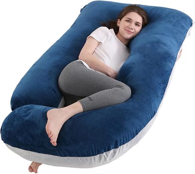 Zwangerschapskussen - Full body kussen - Comfortabel slapen - Verlicht pijn - 152 cm - Blauw en grijs