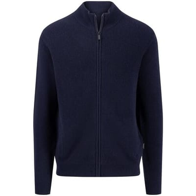 Fynch-Hatton Vest Cardigan Zip Uni Color Texture Knit Cashmere Navy / male