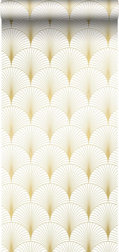 ESTAhome behang art deco motief wit en goud - 53 cm x 10.05 m - 139456