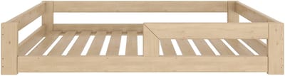 Need Sleep Montessori Bed Kinder Vloerbed 90x200 cm - Naturel Hout - Lattenbodem Laag Kinderbed - met Uitvalbescherming - Peuterbed Jongens Meisjes – Bed voor Kinderen