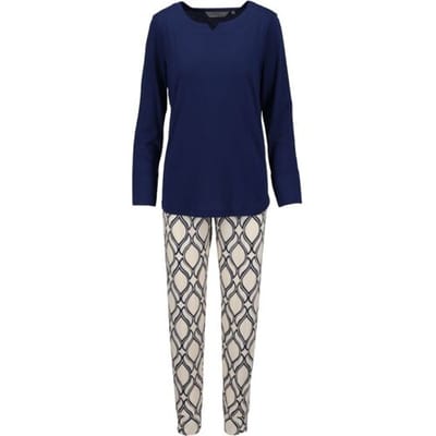 Katoenen dames pyjama nachtblauw Ringella - Blauw - Maat - 36