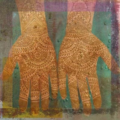 Safaary - Oosters schilderij Mehndi hands Anda Groen