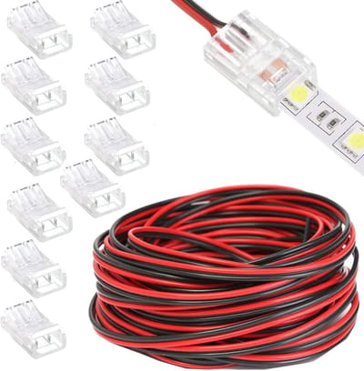 3528 2835 2 Pin 10mm RGB LED Connector Kit met 20M Verlengkabel voor Eenvoudige Aansluiting van LED Strips