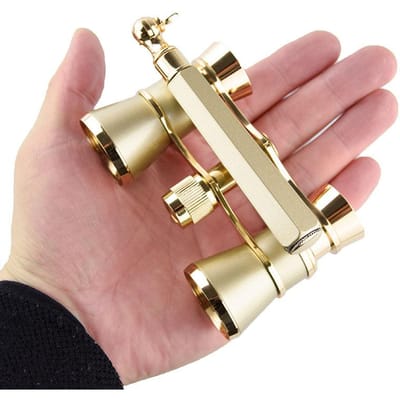 Nieuwe 3X25 metalen verrekijker met kettingkijkspiegel Concertgift-telescoop goud