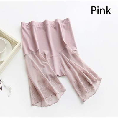 Femmes Sexy cuisse sous-vêtements pantalons de sécurité Shorts dentelle sous jupe Anti frottement grande taille M rose