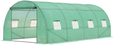 Kas loopbare tunnel plantenkas 590x300x200cm groen UV-bestendige plastic folie met meerdere ramen ventilatieontwerp met roldeur voor gemakkelijke toegang stevig duurzaam stalen frame geschikt voor buiten tuin planten