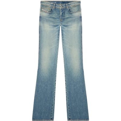 Diesel Herenjeans van denim met lage taille en rechte pijpen (Blauwe Denim)