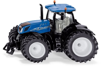 SIKU 3291, New Holland T7.315 HD, speelgoedtractor, 1:32, metaal/kunststof, blauw, incl. frontgewicht, motorkap kan worden geopend, met trekhaak